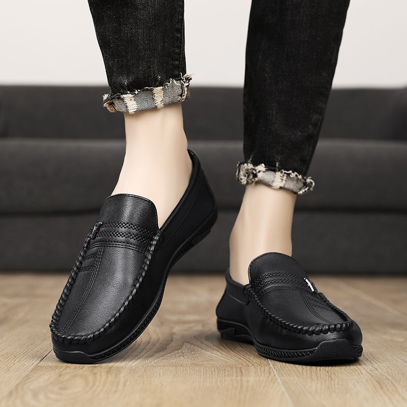 New White Black Leather Men Casual Shoes Luxury Brand Formal Dress Shoes Designer Men Loafers Breathable Slip on Driving Shoes