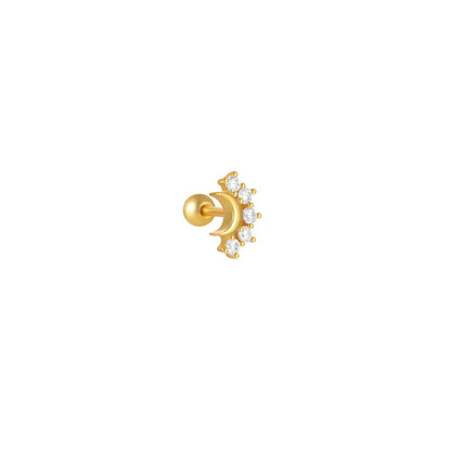 1PC 925 Sterling Silver Crown Horse Eye Zircon Heart Flat Head Cartilage Piercing Stud Earring For Women Claasic Earring