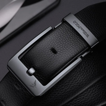 Men's leather casual belt, fashionable needle buckle business belt, personalized denim belt