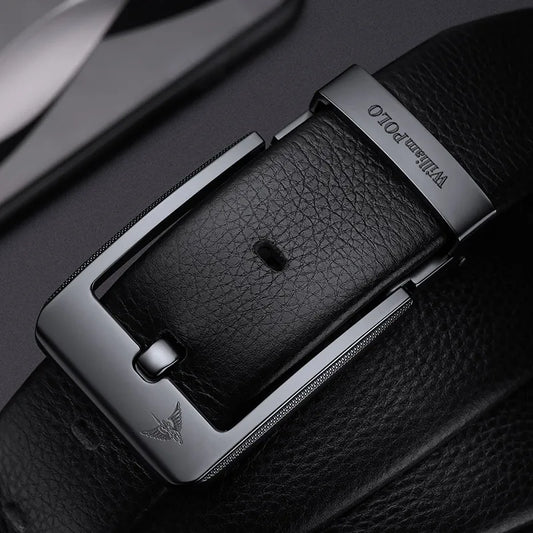 Men's leather casual belt, fashionable needle buckle business belt, personalized denim belt