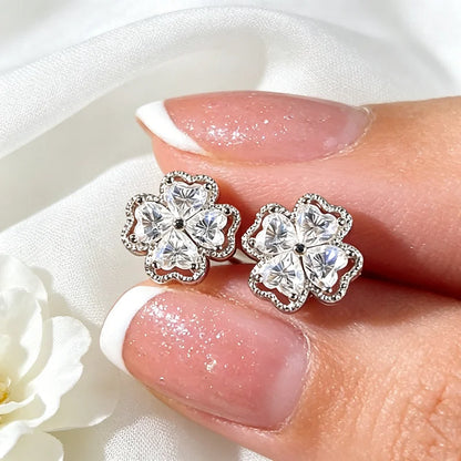 Heart Cut D Color Moissanite Stud Earrings for Women 8 Stones Lab Diamond Female Girls Gift Real S925 Sterling Silver