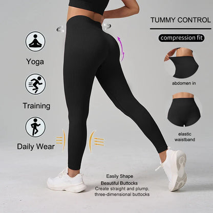 Seamless Fitness Yoga Pants High Waist Push Up Sport Legging Women Super Stretchy Gym Workout Tights Running Pants