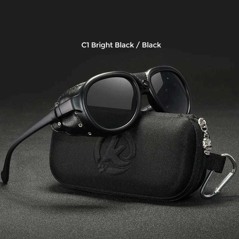 Luxury Steampunk Pilot Sunglasses Men and Women Soft Leather Shield Glasses UV400 Protection KD2095