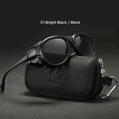 Luxury Steampunk Pilot Sunglasses Men and Women Soft Leather Shield Glasses UV400 Protection KD2095