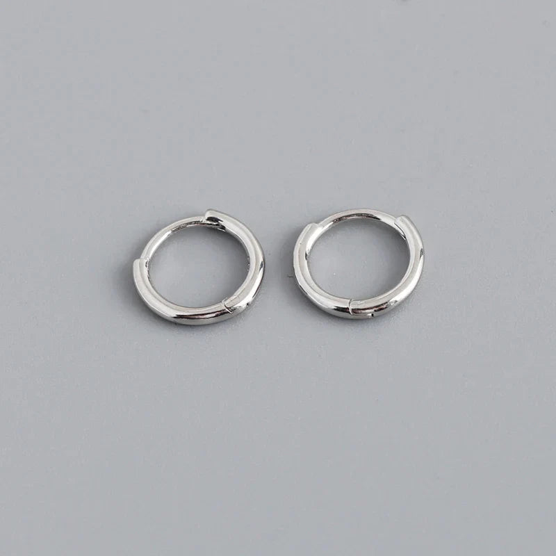 925 Sterling Silver Minimalist Glossy Circle Hoop Earrings for Women Fashion Simple Ear Bone Piercing Jewelry Accessories