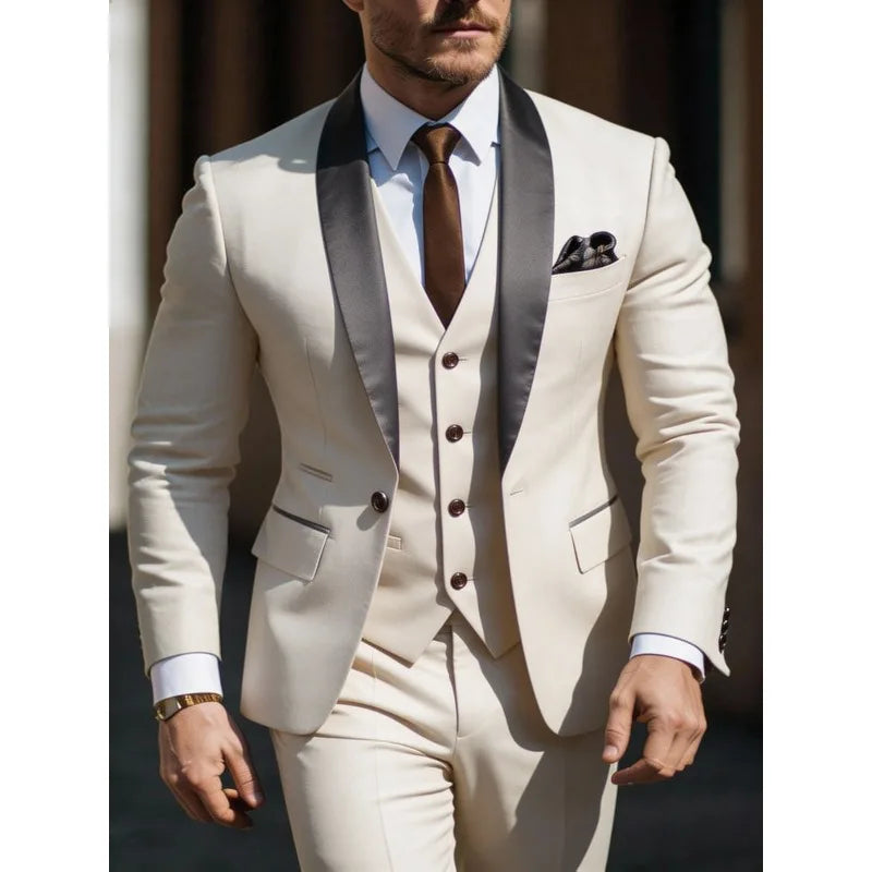 Men's 3pcs Suit Set Jacket Vest Pants, Prom Party Wedding Business Suits for Men мускульный костюм wedding suits for men