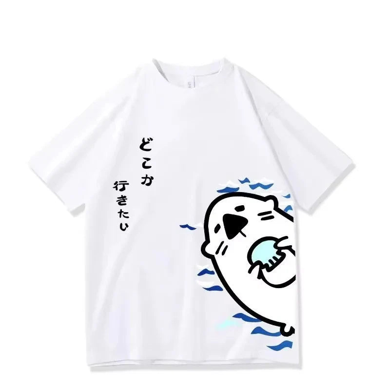 Anime Project Sekai HANASATO MINORI Otter Shirt Cosplay Shirt Costume Women Cute Girl Tops Uniform Short Sleeved T-shirt