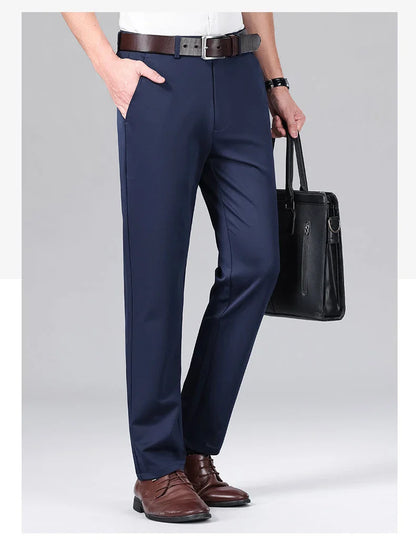 Men Stretch Suit Pants Business Dress Pants Wrinkle Free Embriodery 4-Way Stretch Formal Dress Pants