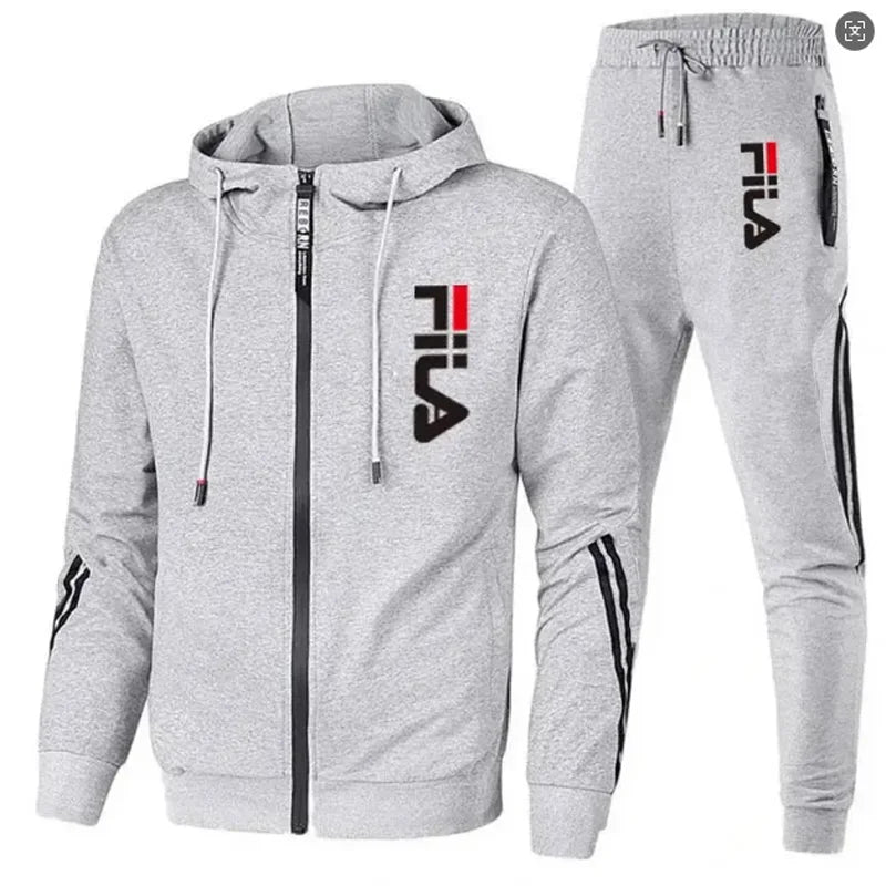 2026 Men's spring and Fall outdoor zipper jacket + sweatpants jogging set Casual basketball fitness two-piece set