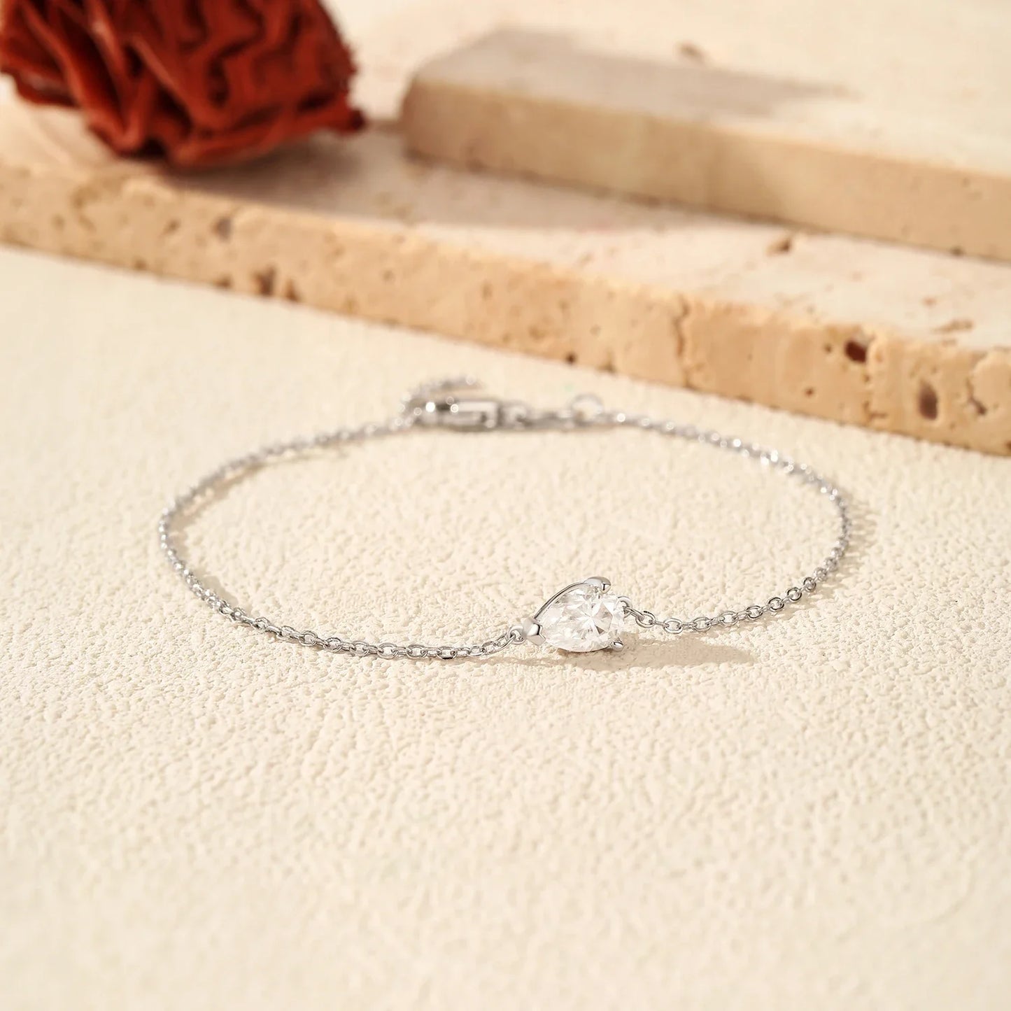 D Color Moissanite 925 Sterling Silver Luxury Lab Diamond Water Drop Link Chain Bracelet For Women Wedding Fine Jewelry