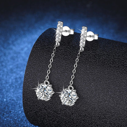 1ct Moissanite Studs Drop Earrings for Women Lab Diamond 925 Sterling Silver Women's Earring Wedding Party Stud Earring