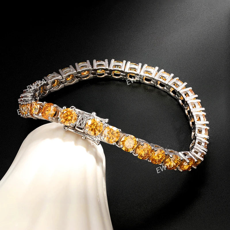 Luxury 3/4/5MM Full Blue Green Moissanite Tennis Bracelet for Men Women S925 Red Pass Diamond Test Bracelets Wholesale Gift