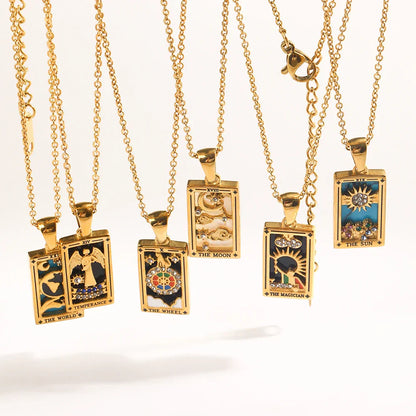 Original New Tarot Queen Lover Magician Moon Necklace Tarnish Free Stainless Steel Jewelry 18K Gold Plated Decoration