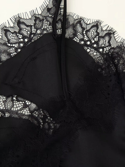 Lace Patchwork Short Camisole Stain Tops For Women Sexy Backless Tops Summer Sleeveless Women Straps Beach Top Female