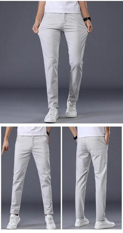 Thin Men's Pants Classic 7 Colors Summer New Casual Pant Business Fashion Stretch Cotton Slim Brand Male Trousers