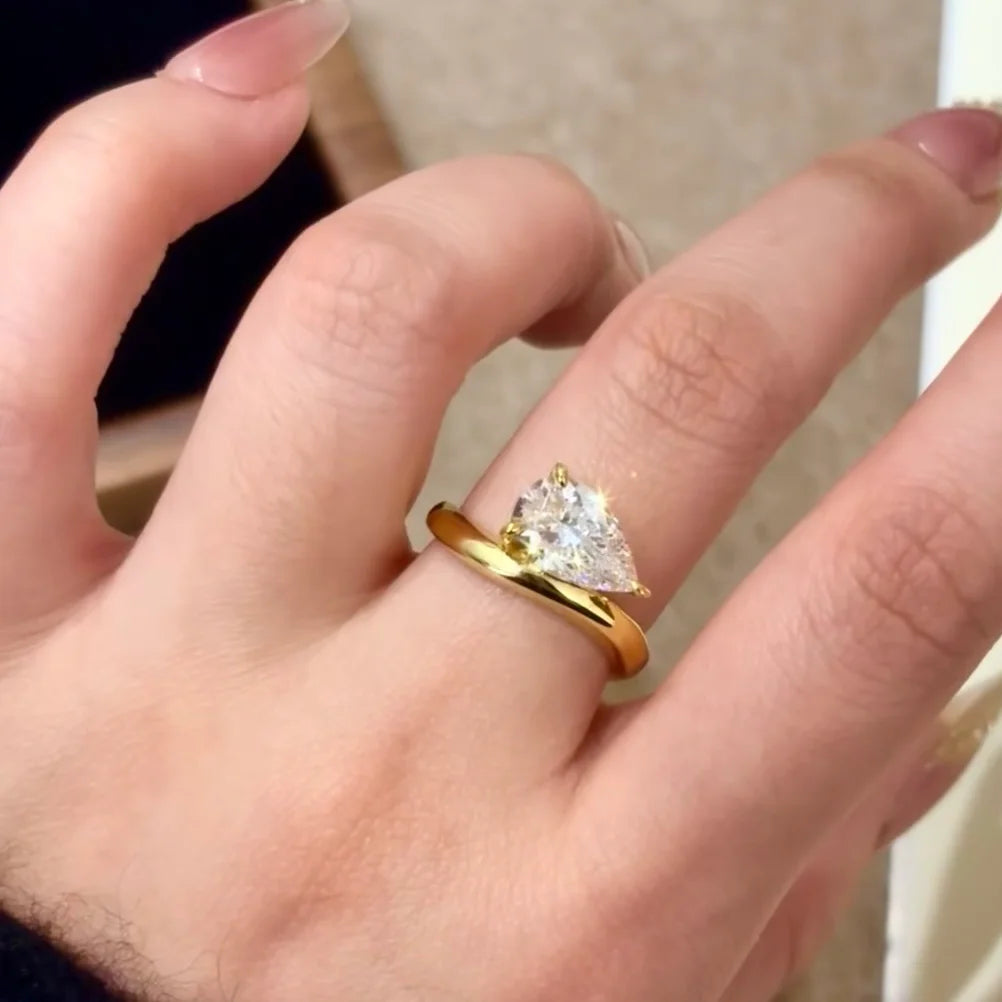 7*11MM 3Carat D Color Water Drop Moissanite Rings 18K Gold 100% 925 Sterling Silver Top Quality For Women Wedding Gifts