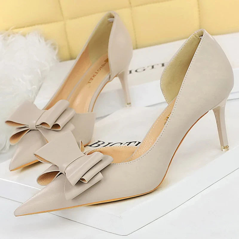 Shoes Bow-knot Woman Pumps Stiletto 10.5 Cm Women Basic Pump Pointed Toe Classic Pumps Sexy High Heels Women Shoes 2026