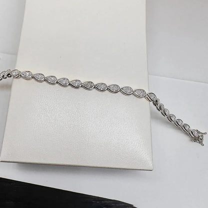 Certified 0.2carat Waterdrop Moissanite Tennis Bracelets Bezel Set 925 Sterling Silver Pear Cut Diamond Bracelet for Women