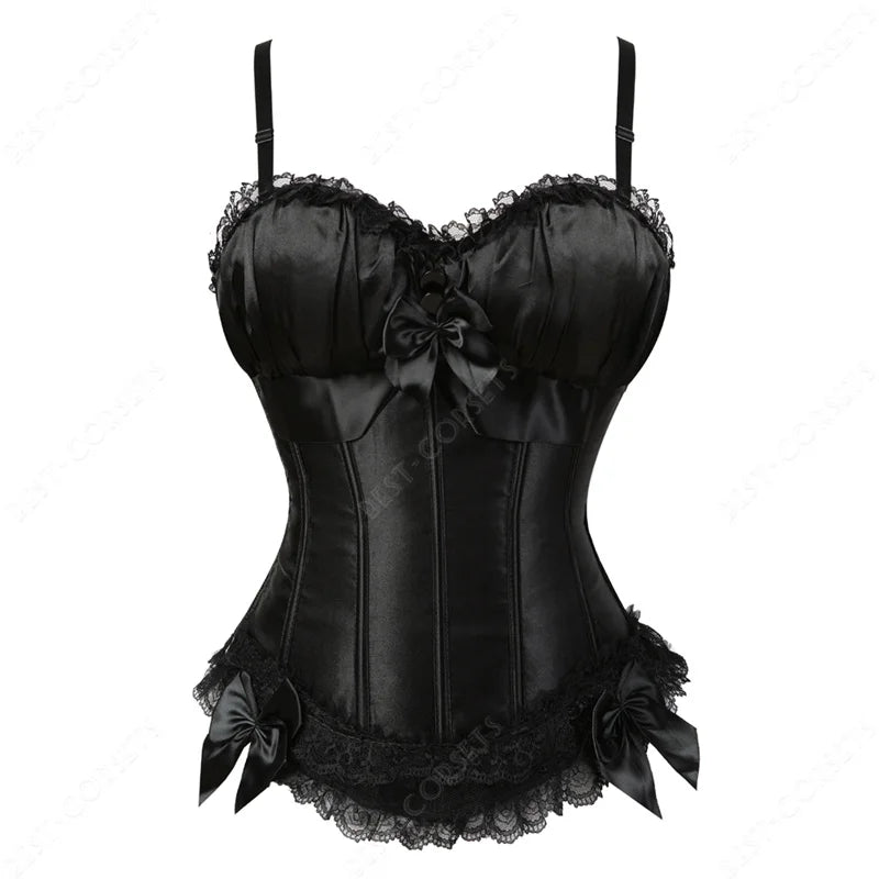 Women Corset Top With Straps Bustier Pink Lace Corset Overbust Tank Tops Thin Straps Sexy Green Corset for Women