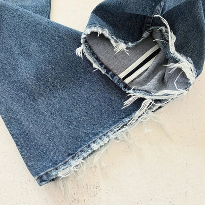 Y2K Harajuku jeans Vintage Wash distressed men women wide leg pants American hip hop Streetwear light blue Casual Baggy Trousers