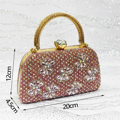 Nigerian Heel Party for Women Pink Color Shoes and Bag Set Rhinestone Handbag Italian Design Wedding INS 2025
