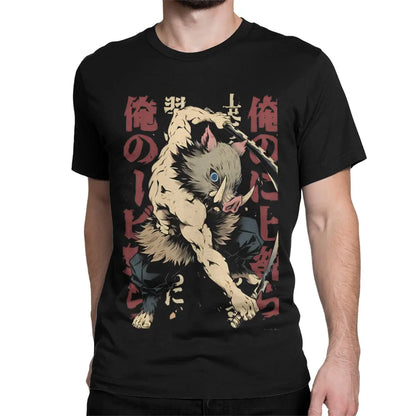Inosuke Demon Slayers Men Women T Shirt Japanese Anime Nezuko Casual Tees Short Sleeve O Neck T-Shirts Pure Cotton 6XL Clothes