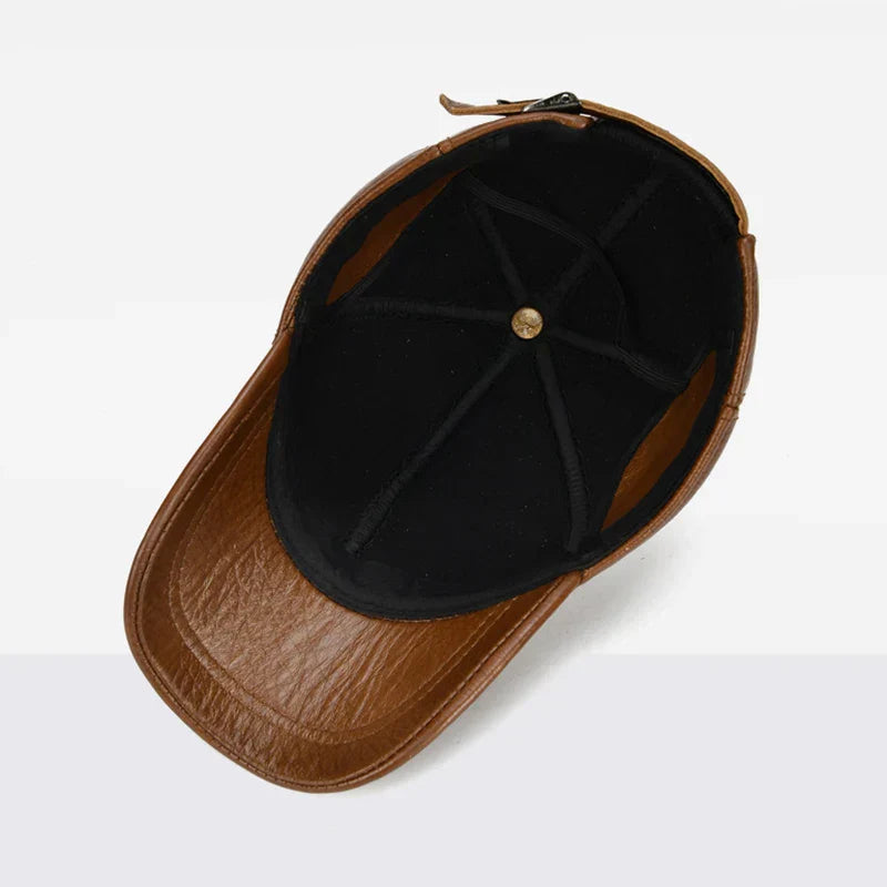 Adjustable Men's Genuine Cowhide Leather Baseball Cap for Fall Winter Outdoor Sports Hat Men Real Cowhide Leather Caps