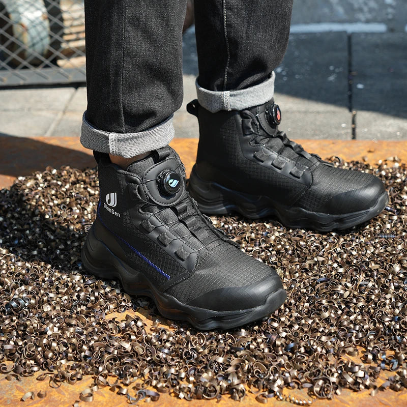 Men Safety Shoes Steel Toe Boots High Top Work Shoes Wear-resisting Slip Resistant Work Shoes Indestructible Breathable Sneakers