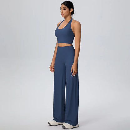 2Pieces Breathable Summer Workout Top Pants Yoga Set Yoga Underwear With Chest Pad Quick Drying Push Up Pencil Pants Yoga Set
