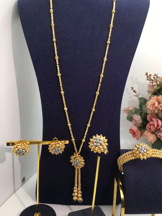 2pcs Bridal Jewelry Sets Necklace Earring Ring Bracelet Bangle Sets For Women Wedding Party Accessories Design