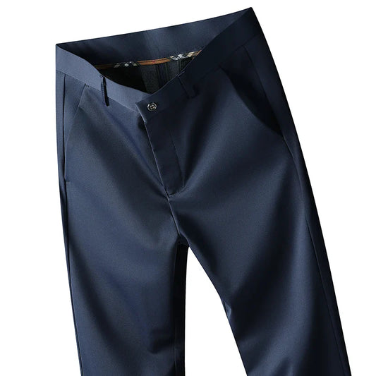 Mens Summer Spring Business Casual Pants Lightweight Dress Pants Formal Suit Pants Man Classic Khaki Grey Straight Trousers