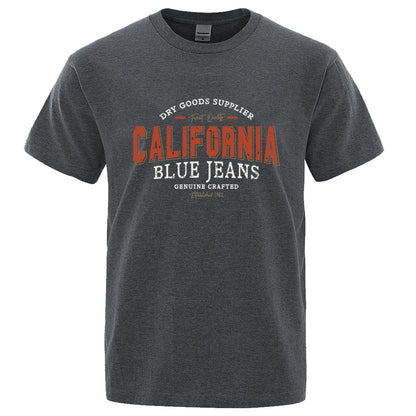 California Usa City Street Letter Pattern Print Men T Shirt Fashion Cotton T-Shirts Oversized Streetwear Summer Breathable Tops