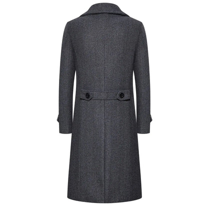 Spring Long Woolen Coats Men Fashion Double Breasted Trench Coats Autumn Turn Down Collar Slim Fit Windbreaker Male Outwear