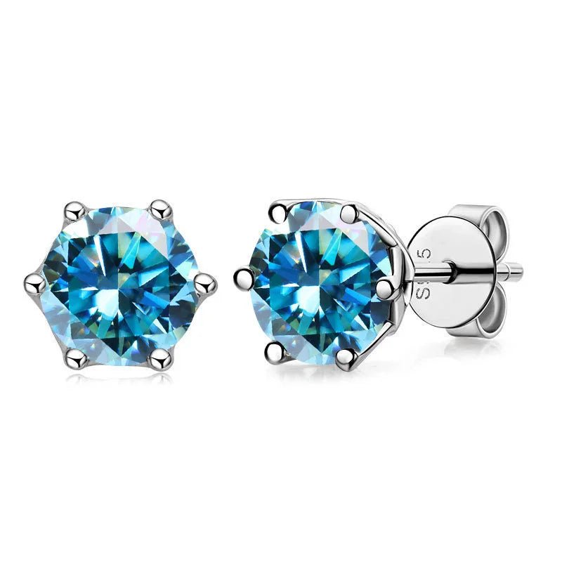 Real 1 CT D Color Moissanite Stud Earrings For Women Top Quality 925 Sterling Silver Sparkling Wedding Jewelry