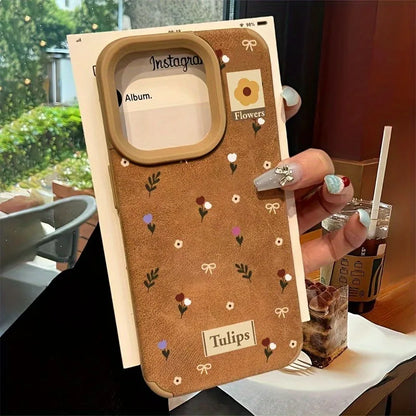 Branches and Leaves Broken Flowers Bonded Leather Phone Case For iPhone 17 16 Pro Max 15 14 Plus 13 12 11 XS X XR 17 Air Cover