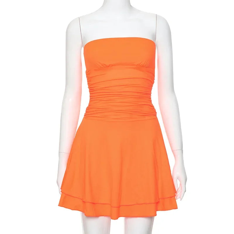 Bodycon Beach Dress For Women High Waist Slim Mini Dress Ladies Holiday Casual Off Shoulder Sexy Dress Woman 2024