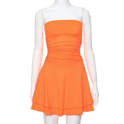 Bodycon Beach Dress For Women High Waist Slim Mini Dress Ladies Holiday Casual Off Shoulder Sexy Dress Woman 2024