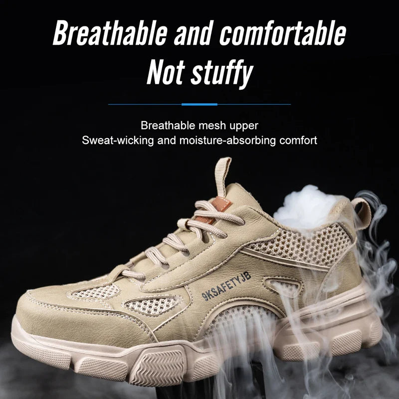 Men Safety Shoes Work Sneaker Anti-smash Non Slip Work Shoes Steel Toe Protection Shoes Lightweight Breathable Industrial Shoes