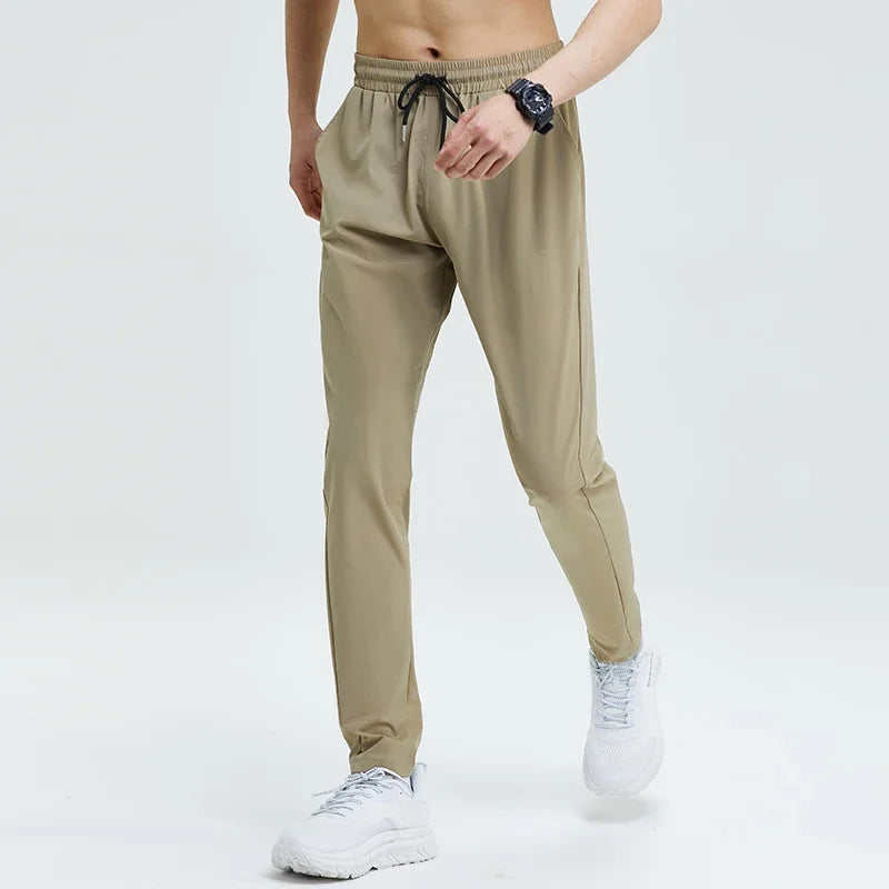 Gym Fitness Trousers Men's Pencil Pants Tight Jogging Running Breathable Quick-Drying Ice Silk Sports Wind Casual Fashion Pants