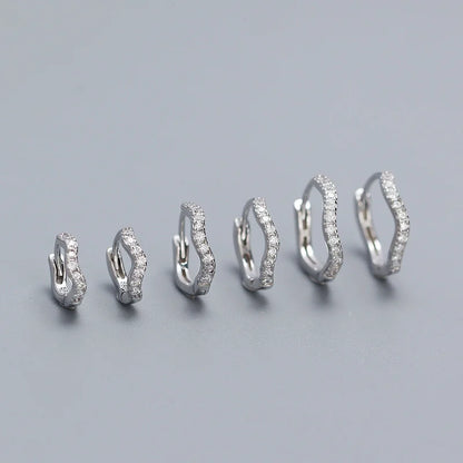 925 Sterling Silver Fashion Statement Gold Wavy Geometry Huggies Hoop Earrings for Women Bohemian Jewelry Ear Buckle Gift