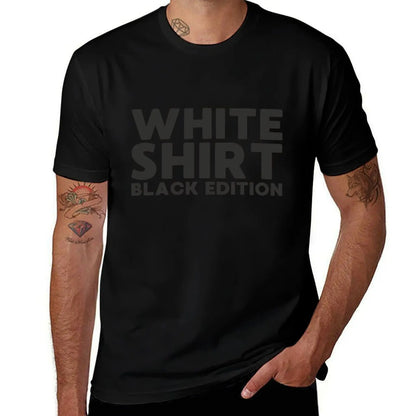 White Shirt Black Edition T-Shirt anime figures heavyweights cheap stuff Men's cotton t-shirt