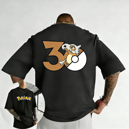 30th Anniversary Marowak Printed T-shirt Summer New Men's and Women's Loose Casual Hip Hop Trendy Short Sleeve Top