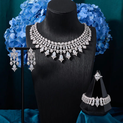 Women's necklace set cubic zirconia bridal jewelry Dubai wedding engagement party holiday jewelry accessories