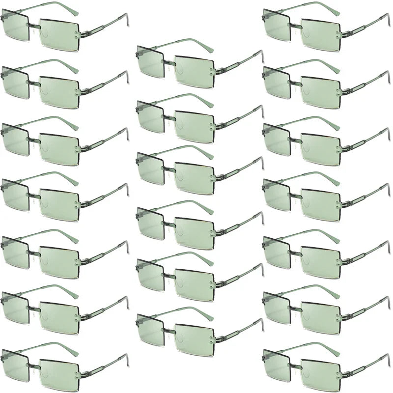 20 Pcs Per Set Rimless Rectangle Sunglasses Fashion Gradient Ocean Lenses Shades Ins Trendy Beach Vacation Sun Glasses