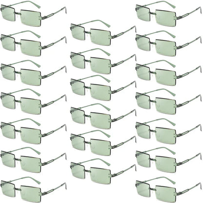 20 Pcs Per Set Rimless Rectangle Sunglasses Fashion Gradient Ocean Lenses Shades Ins Trendy Beach Vacation Sun Glasses