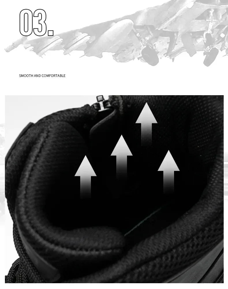 Fashion Men Boots Desert Tactical Boots Mens High Top Outdoor Hiking Shoes Waterproof Ankle Work Safty Sneakers