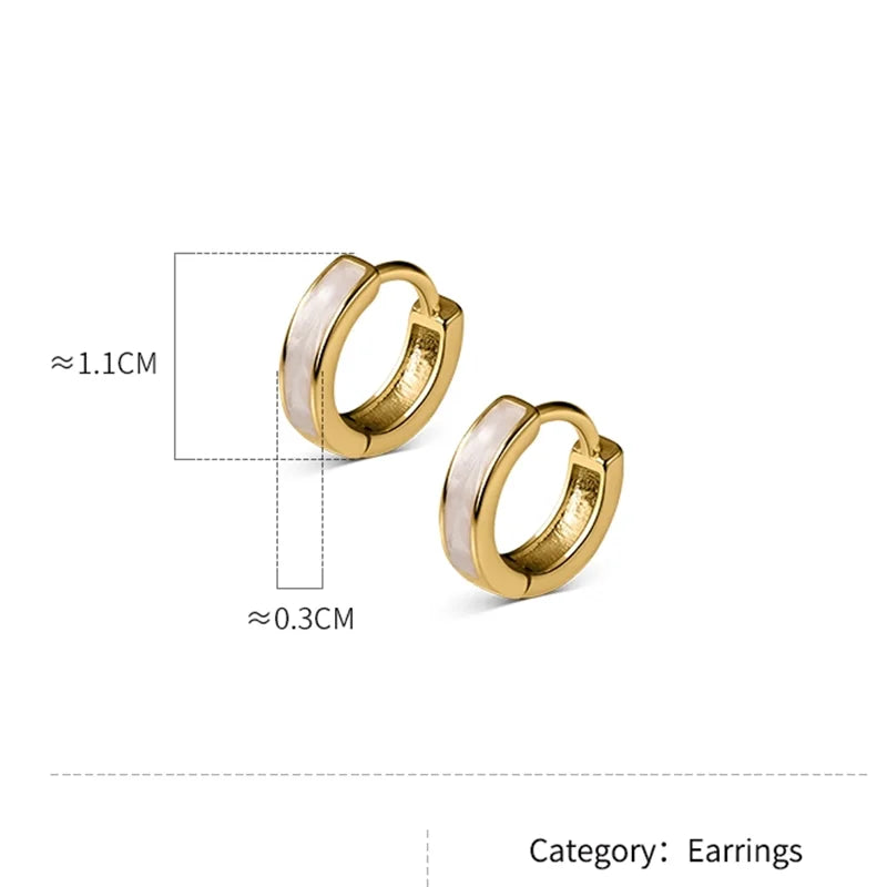 925 Sterling Silver Fashion Simple White Enamel Huggies Ear Hoop Earrings for Women Classic Gothic Punk Men Loop Jewelry