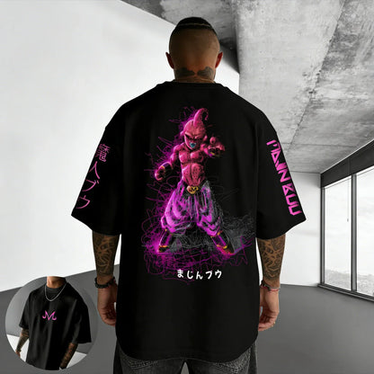 T-shirt Summer New Majin Buu Print Men and Women Harajuku Loose Casual Parent-child Short Sleeved Shirt