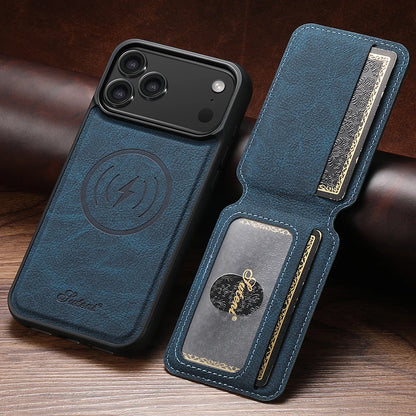 Wireless Charging Phone Case Magnet Card Holder Stand Faux Leather For iPhone 17 Pro Max 16 Plus 15 14 13 12