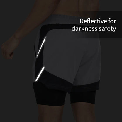 Men's 7" Running Shorts 2 in 1 Quick Dry Athletic Training Exercise Jogging